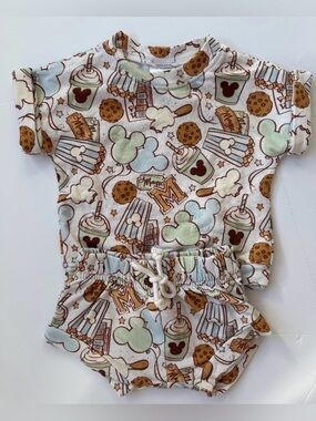 Dear Aspen Disney Park Snack Print Matching Set 9-12M